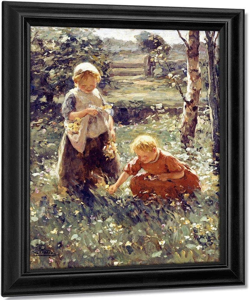 Children In A Field By Evert Pieters Fine Art Print