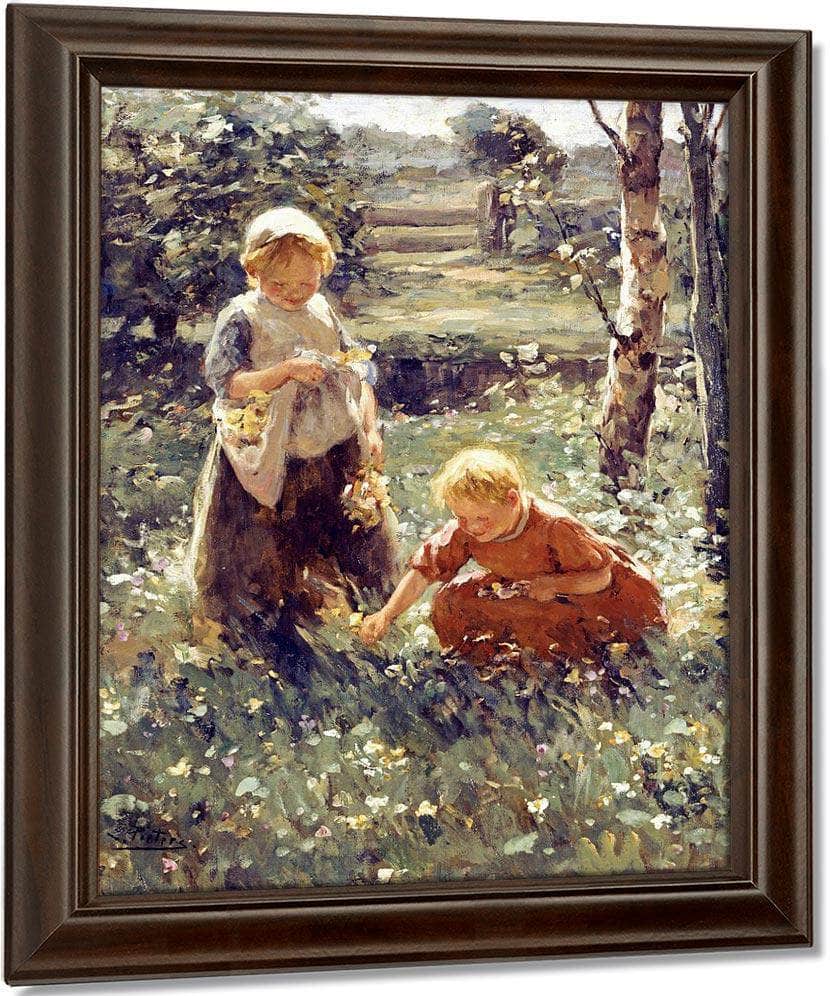 Children In A Field By Evert Pieters Fine Art Print