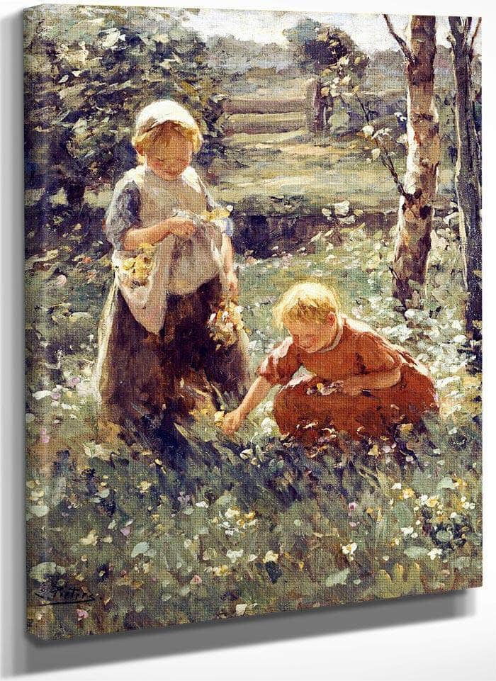 Children In A Field By Evert Pieters Fine Art Print