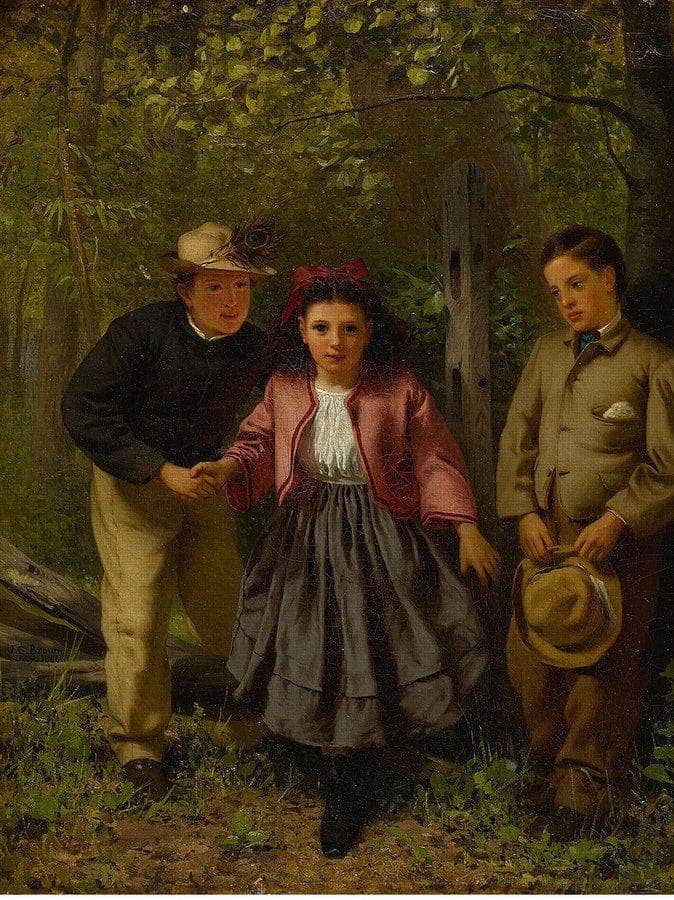 Children In The Forest By John George Brown Fine Art Print
