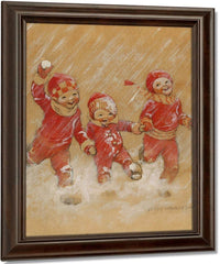 Children Playing In The Snow By Jessie Willcox Smith Fine Art Print
