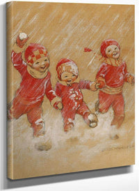 Children Playing In The Snow By Jessie Willcox Smith Fine Art Print