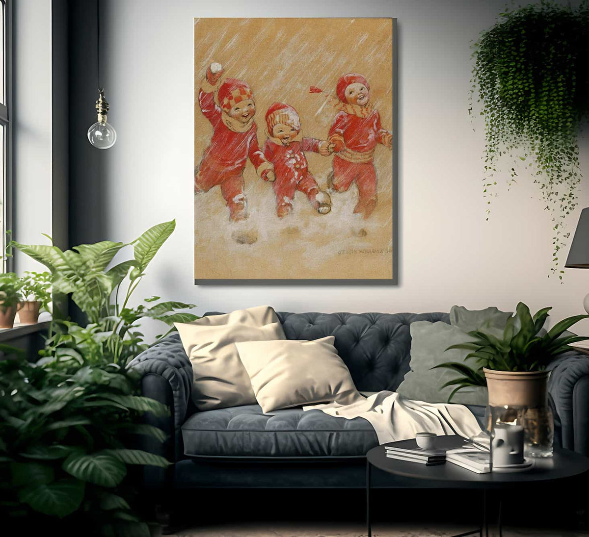 Children Playing In The Snow By Jessie Willcox Smith Fine Art Print