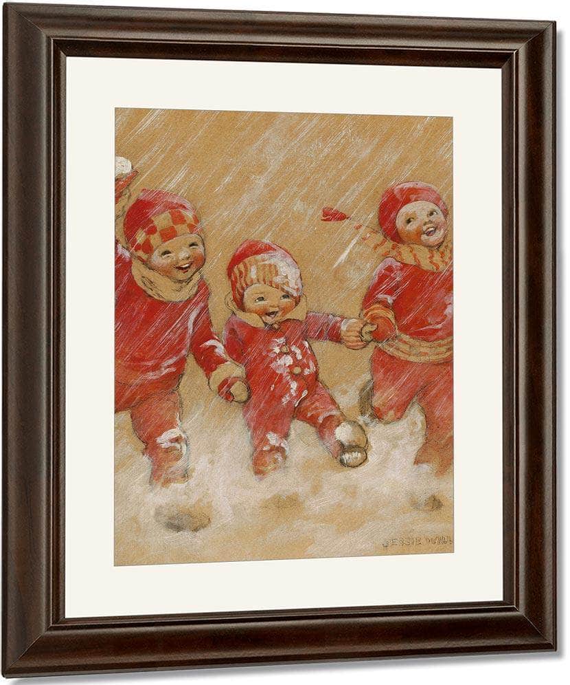 Children Playing In The Snow By Jessie Willcox Smith Fine Art Print