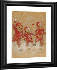 Children Playing In The Snow By Jessie Willcox Smith Fine Art Print