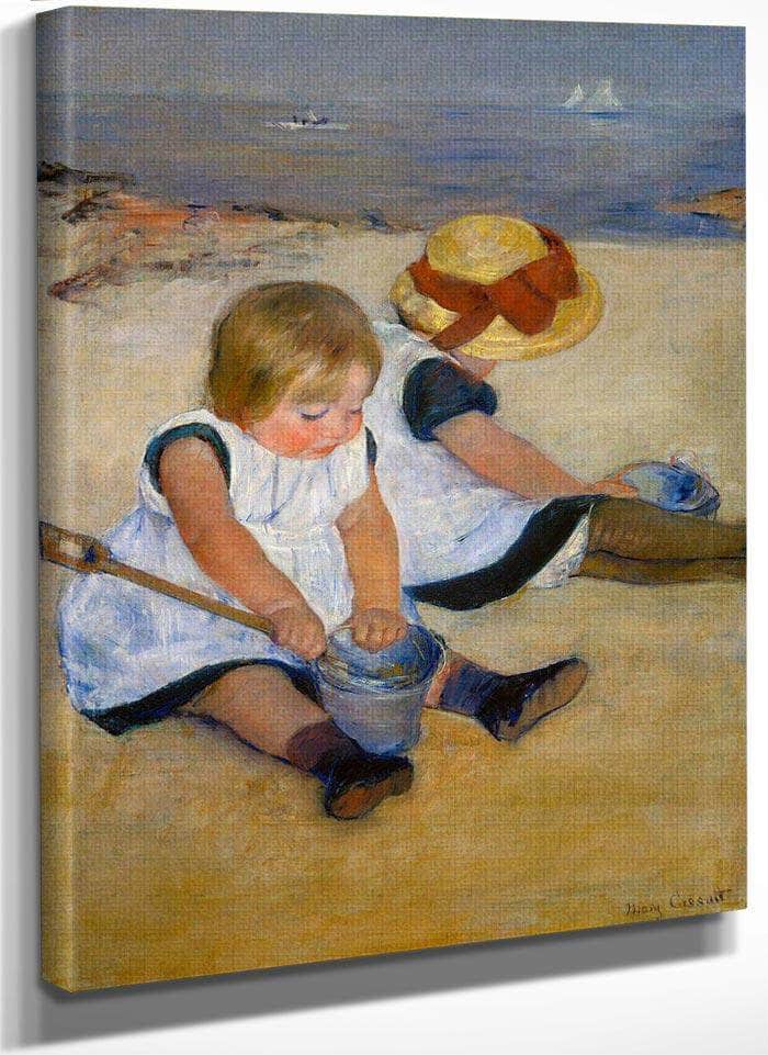 Children Playing On The Beach By Cassatt Mary Fine Art Print