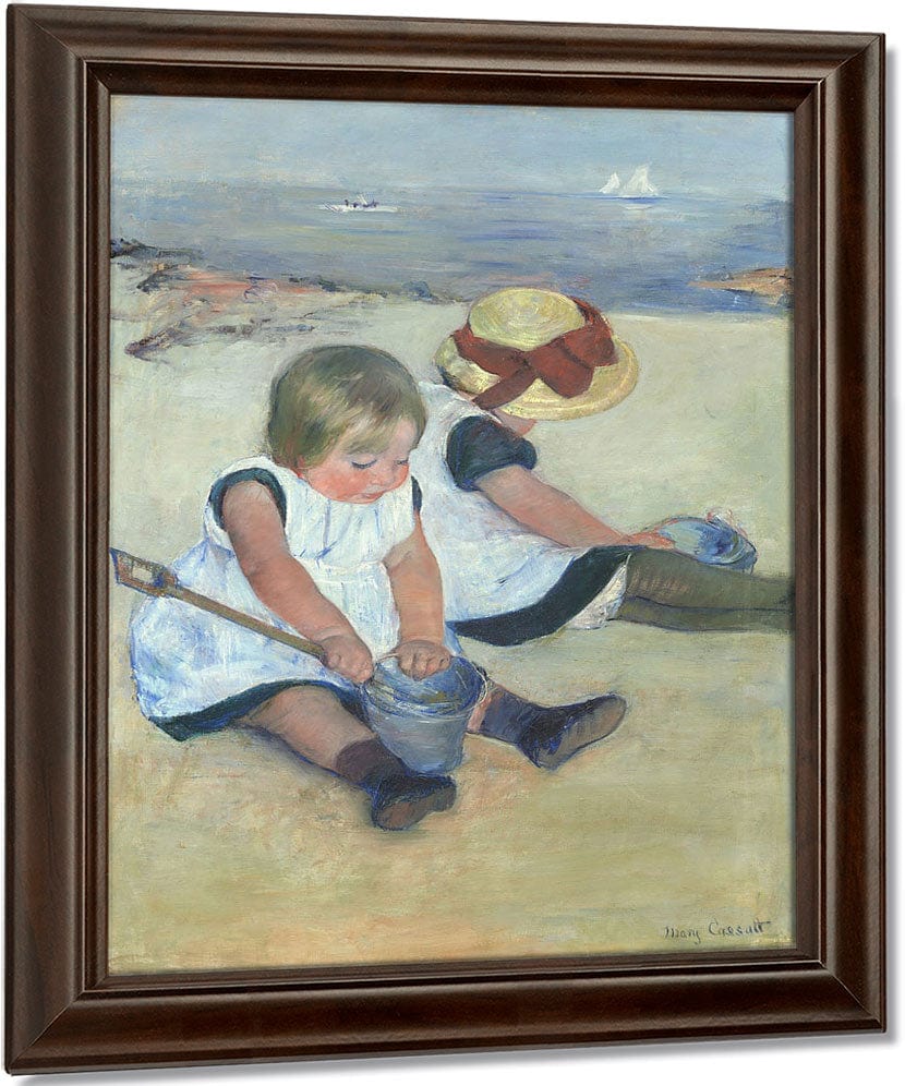 Children Playing On The Beach By Mary Cassatt Fine Art Print