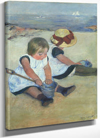 Children Playing On The Beach By Mary Cassatt Fine Art Print