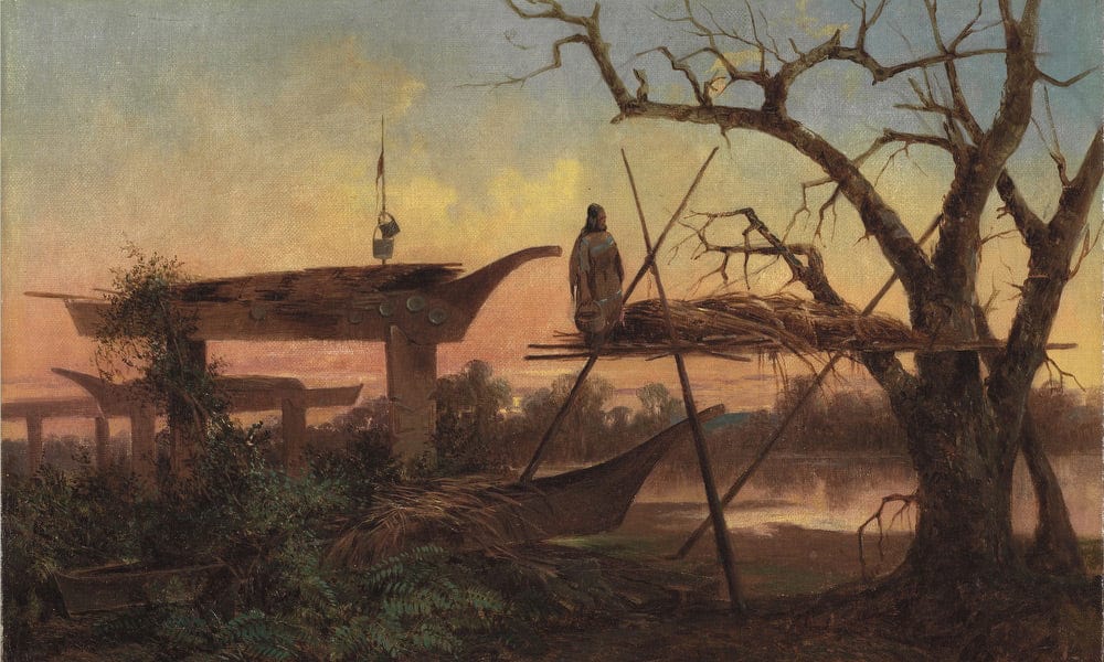 Chinook Burial Grounds By John Mix Stanley Fine Art Print