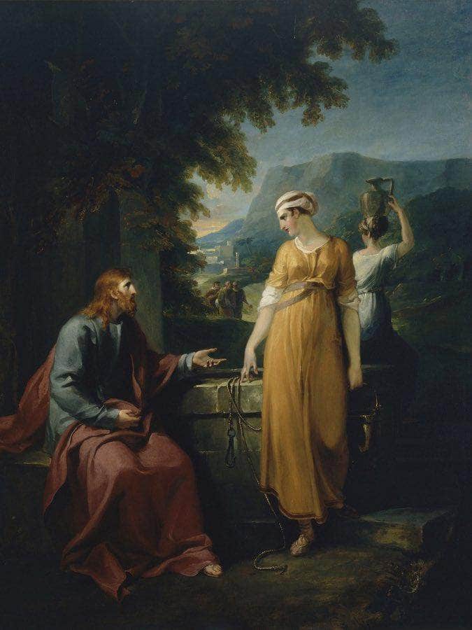 Christ And The Woman Of Samaria By William Hamilton Fine Art Print