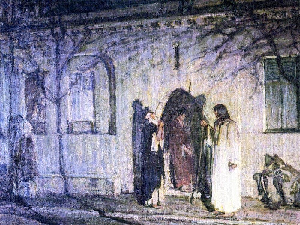 Christ With The Canaanite Woman And Her Daughter By Henry Ossawa Tanner Fine Art Print