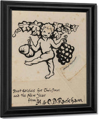 Christmas Greeting Card Preliminary By Arthur Rackham Fine Art Print