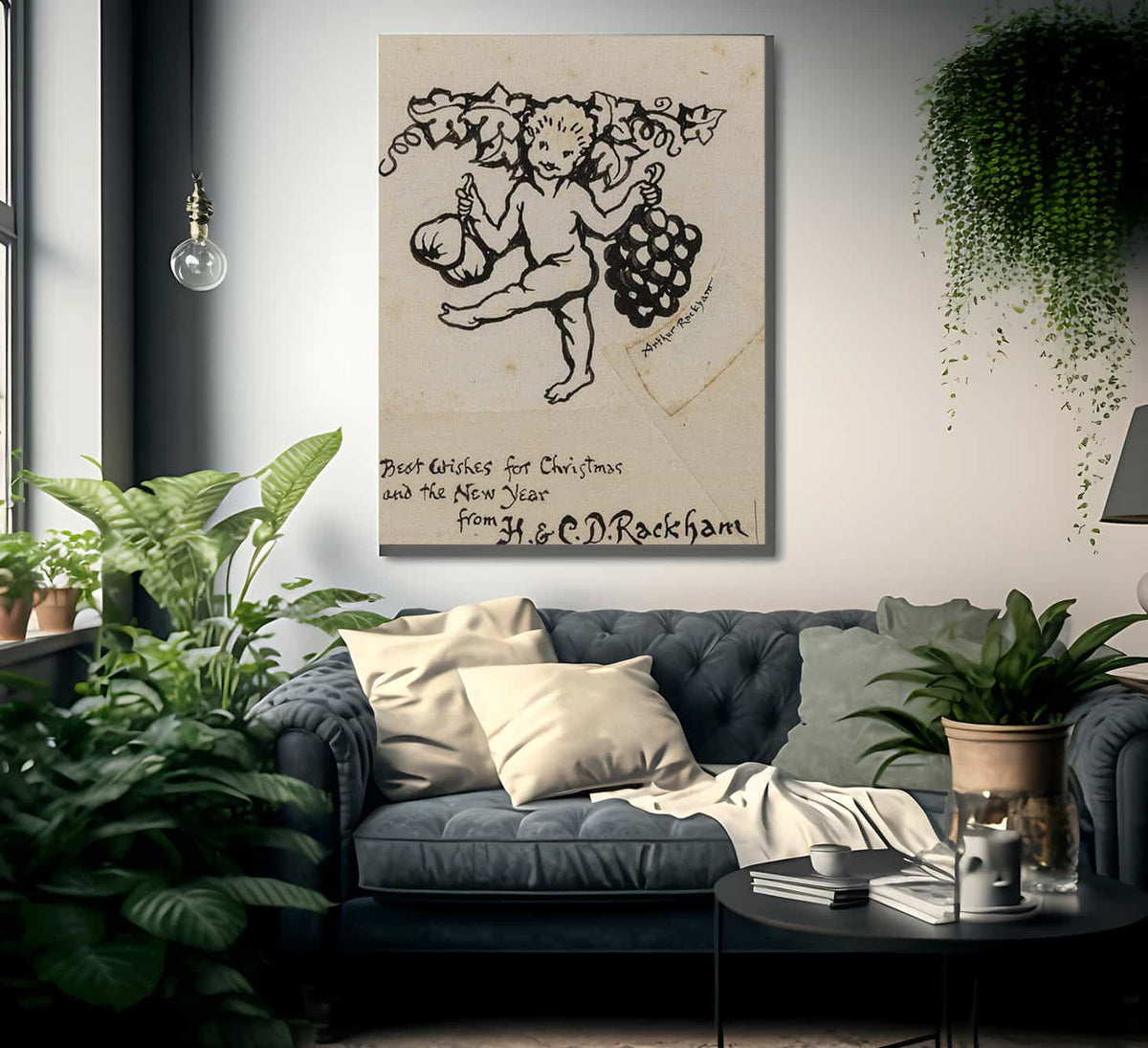 Christmas Greeting Card Preliminary By Arthur Rackham Fine Art Print