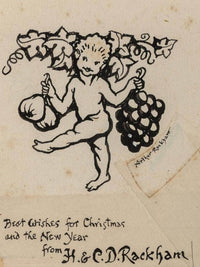 Christmas Greeting Card Preliminary By Arthur Rackham Fine Art Print