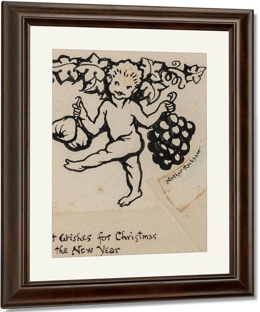Christmas Greeting Card Preliminary By Arthur Rackham Fine Art Print