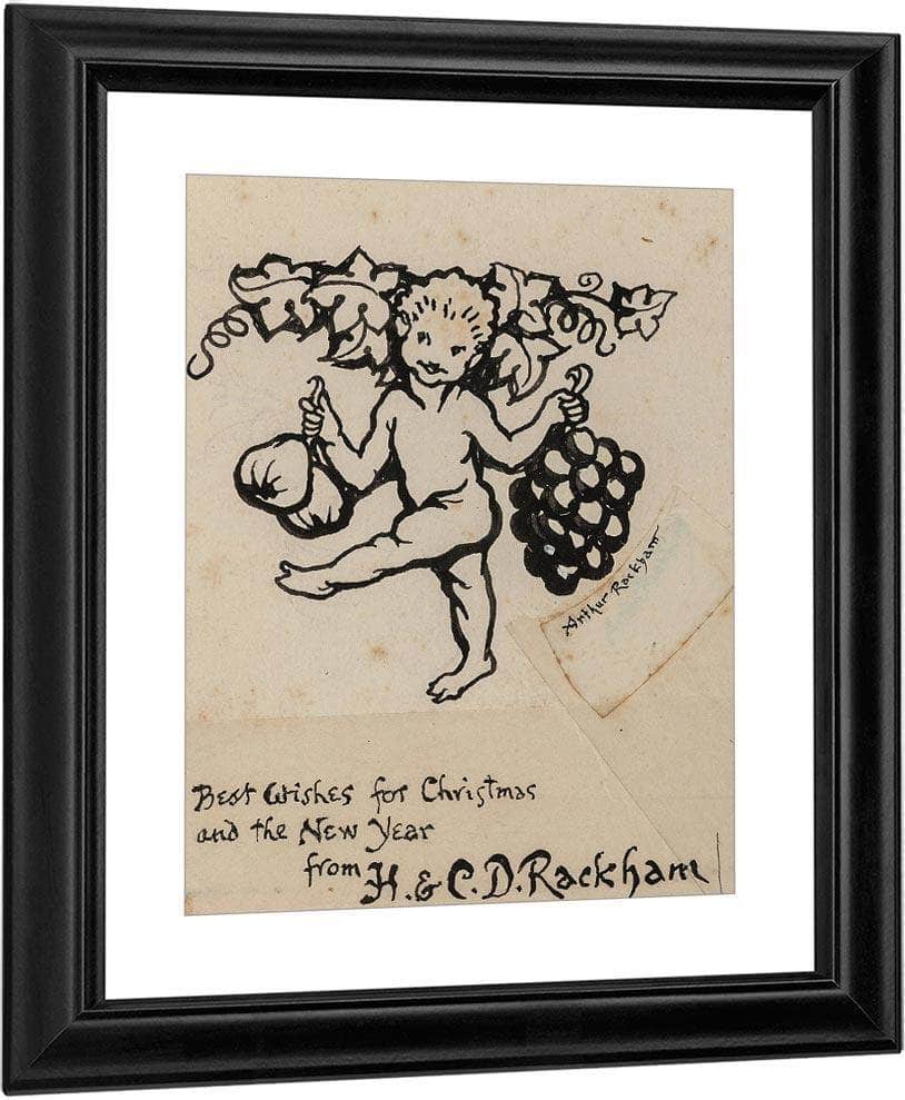 Christmas Greeting Card Preliminary By Arthur Rackham Fine Art Print