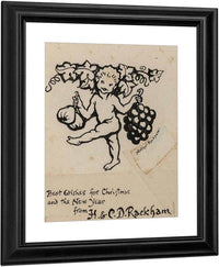 Christmas Greeting Card Preliminary By Arthur Rackham Fine Art Print