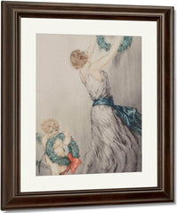 Christmas Wreath C. 1922 By Louis Icart Fine Art Print