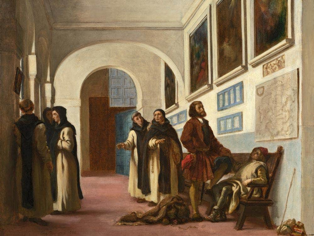 Christopher Columbus And His Son At La Rabida Eugene Delacroix Fine Art Print