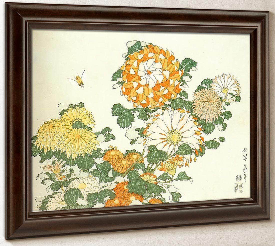 Chrysanthemum And Bee By Hokusai Fine Art Print