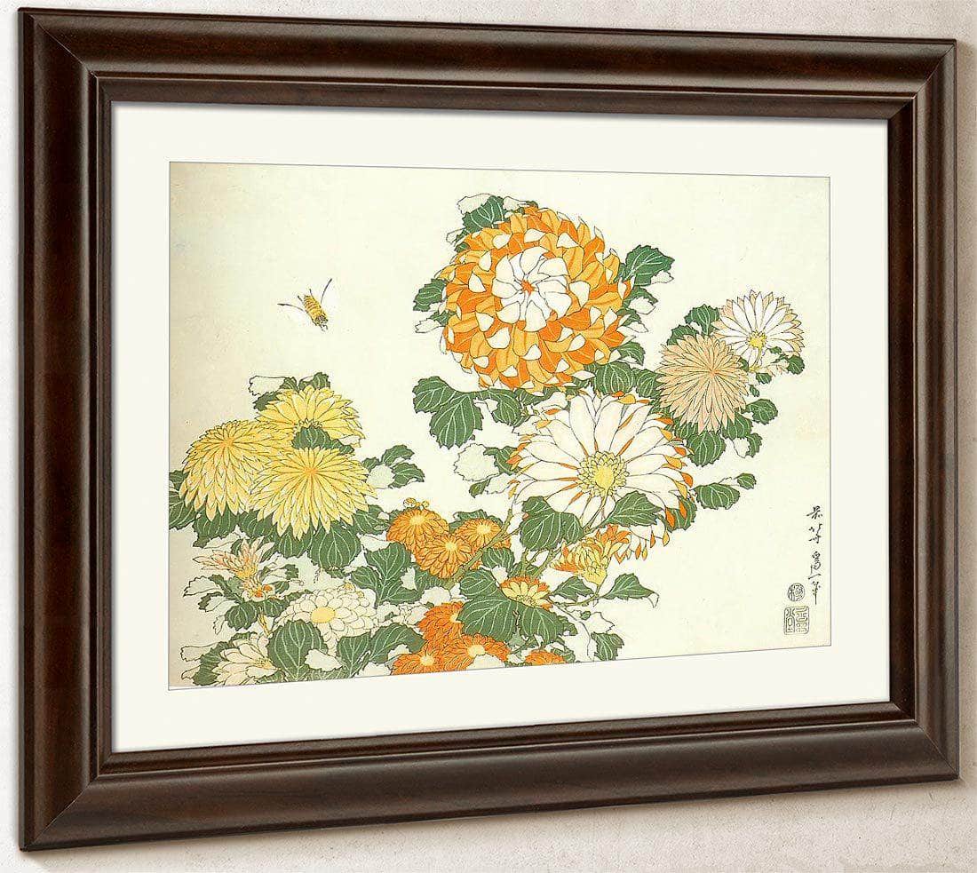 Chrysanthemum And Bee By Hokusai Fine Art Print