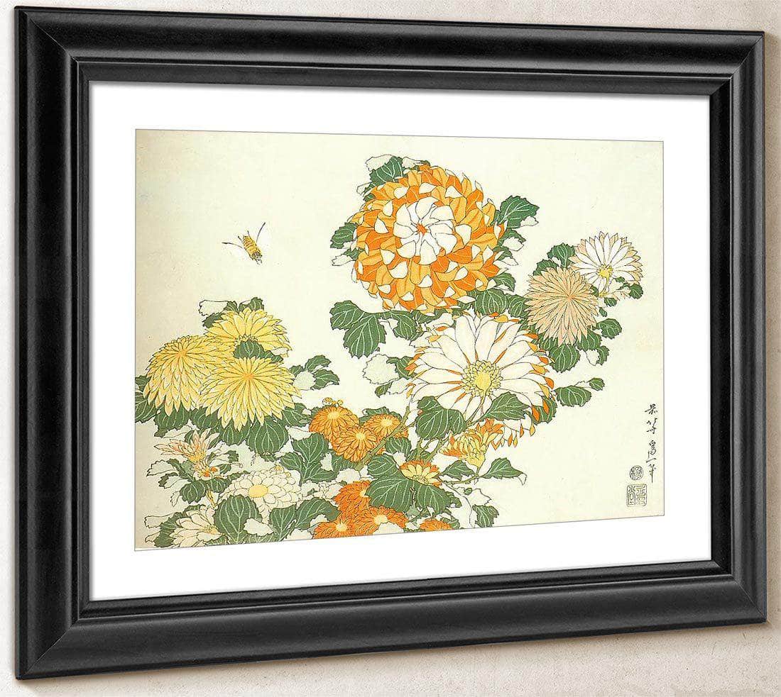 Chrysanthemum And Bee By Hokusai Fine Art Print