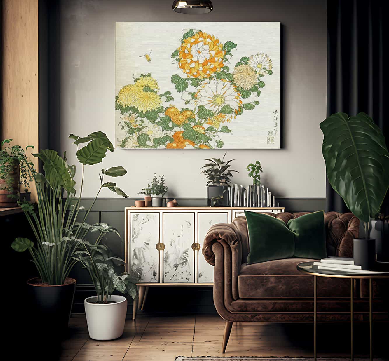 Chrysanthemum And Bee By Hokusai Fine Art Print