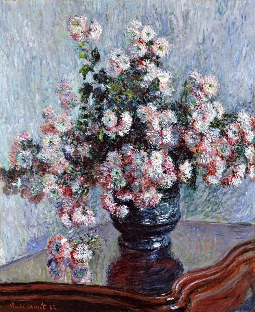 Chrysanthemums Painting Claude Monet Canvas Art Fine Art Print