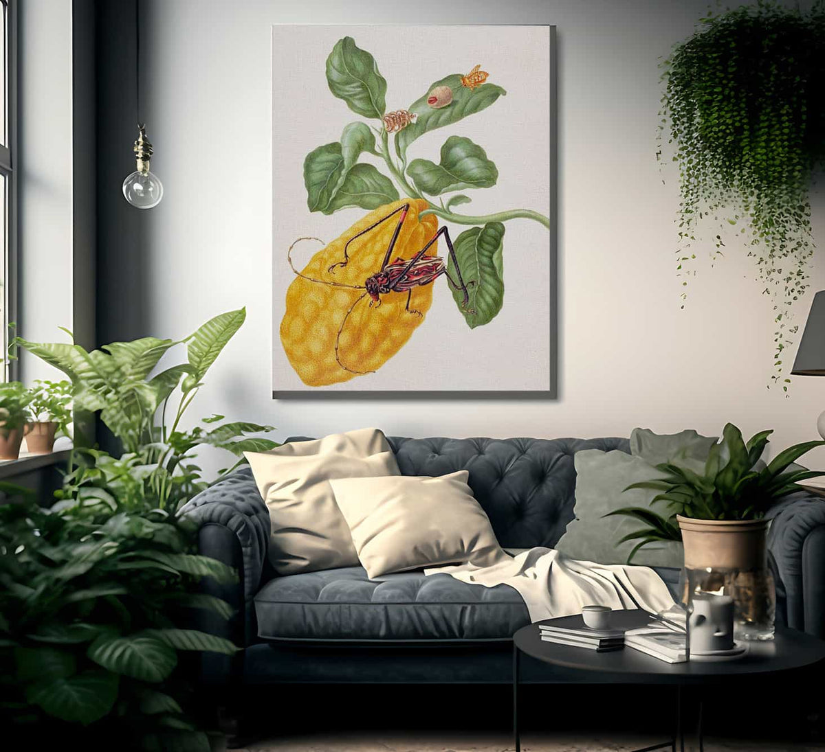 Citron With Monkey Slug Moth And Harlequin Beetle 1703 By Maria Sibylla Merian Fine Art Print