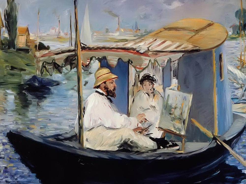 Claude Monet And His Wife In His Studio Boat By Edouard Manet Fine Art Print