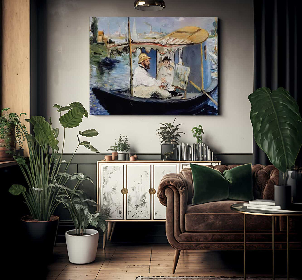 Claude Monet And His Wife In His Studio Boat By Edouard Manet Fine Art Print