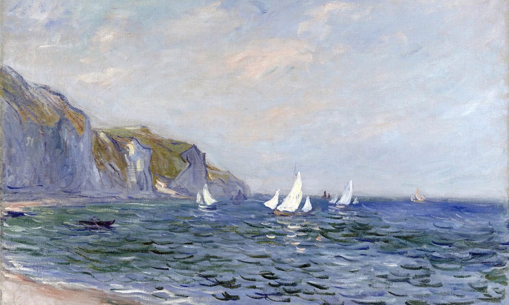 Cliffs And Sailboats At Pourville By Claude Monet Fine Art Print