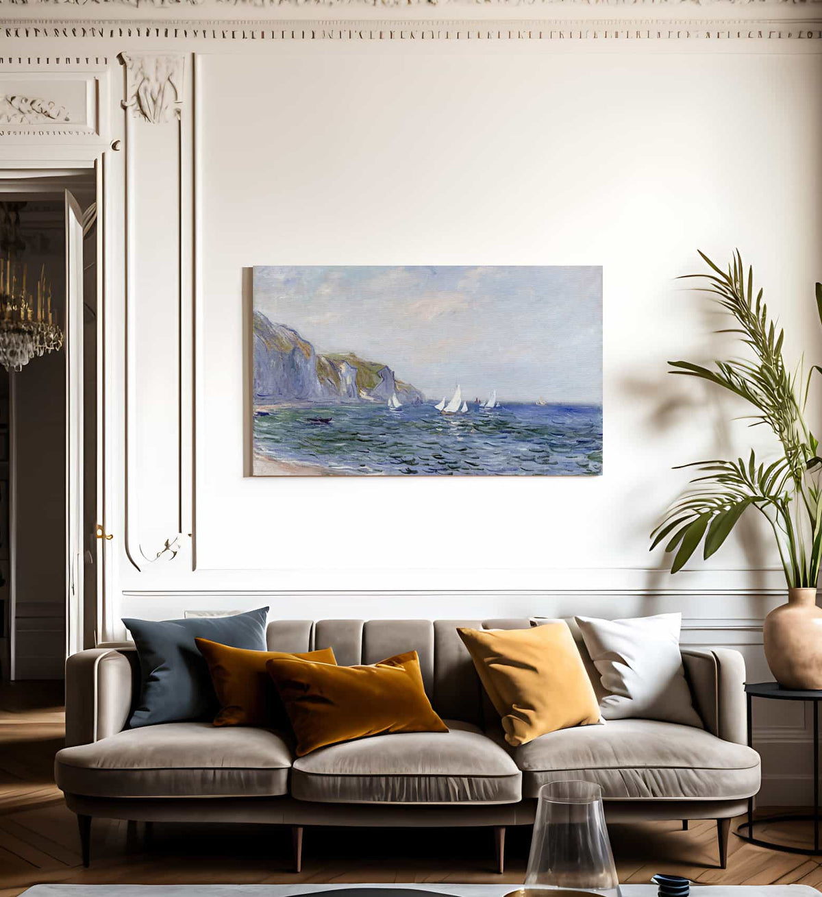 Cliffs And Sailboats At Pourville By Claude Monet Fine Art Print