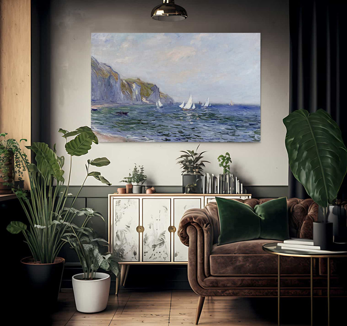 Cliffs And Sailboats At Pourville By Claude Monet Fine Art Print