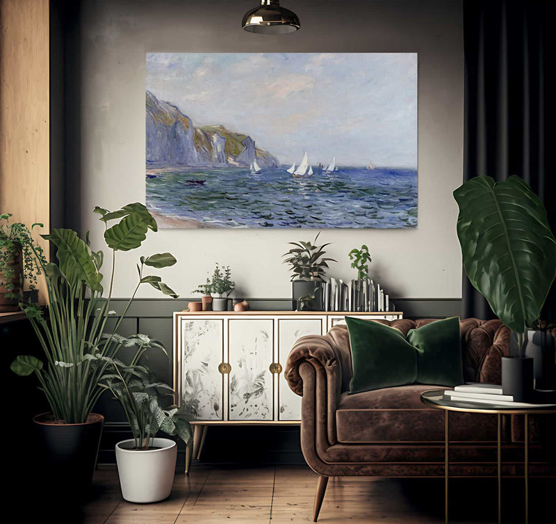 Cliffs And Sailboats At Pourville By Claude Monet Fine Art Print