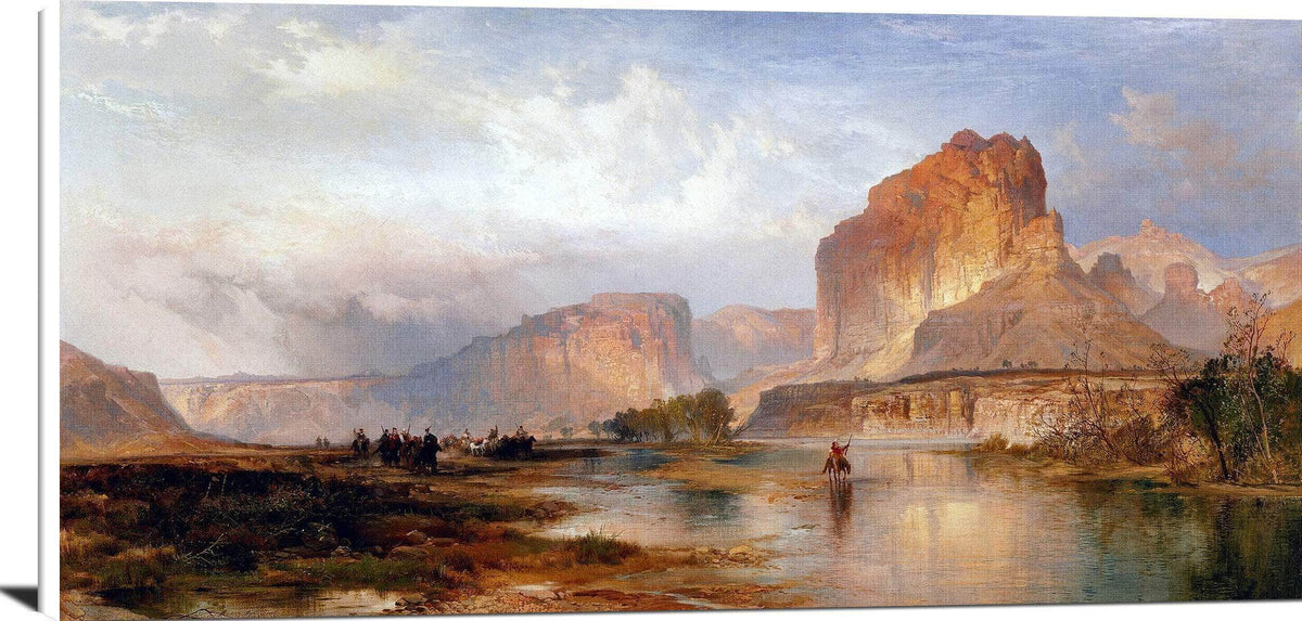 Cliffs Of Green River Painting Thomas Moran Canvas Art Fine Art Print