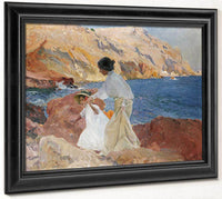 Clotilde And Elena On The Rocks Javea By Joaquin Sorolla Y Bastida Fine Art Print