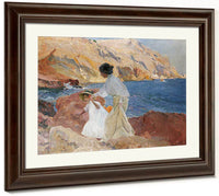 Clotilde And Elena On The Rocks Javea By Joaquin Sorolla Y Bastida Fine Art Print