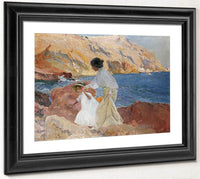 Clotilde And Elena On The Rocks Javea By Joaquin Sorolla Y Bastida Fine Art Print