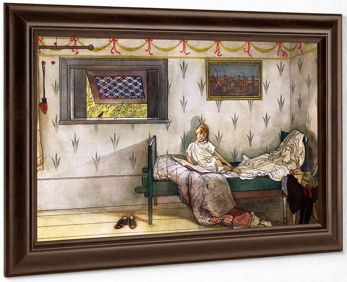 Cock A Doodle Doo, It's Seven O'clock! By Carl Larsson Fine Art Print