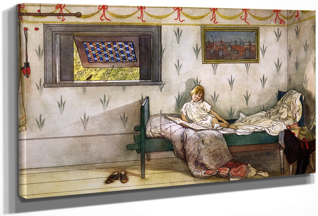 Cock A Doodle Doo, It's Seven O'clock! By Carl Larsson Fine Art Print