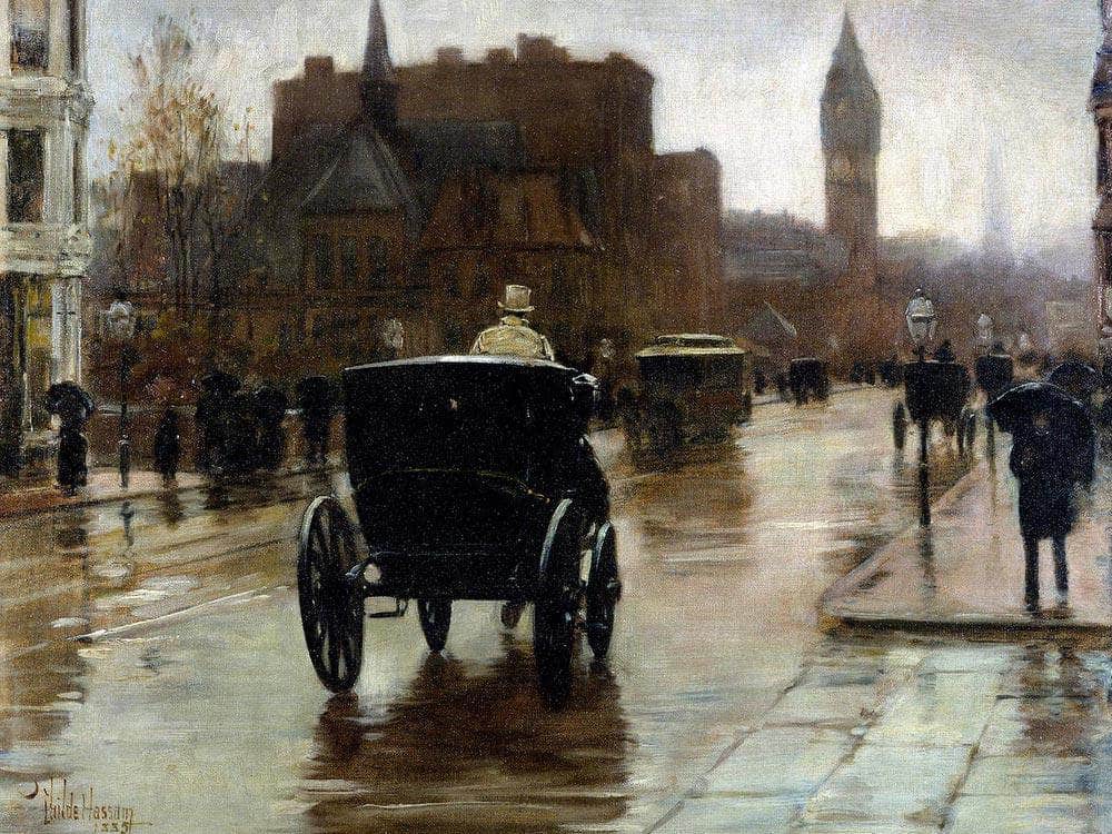 Columbus Avenue Rainy Day By Childe Hassam Fine Art Print