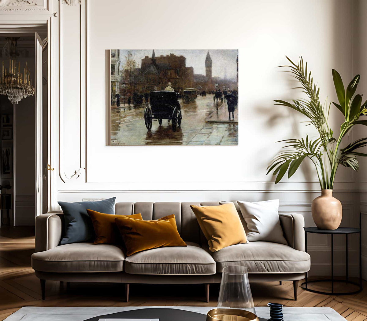 Columbus Avenue Rainy Day By Childe Hassam Fine Art Print