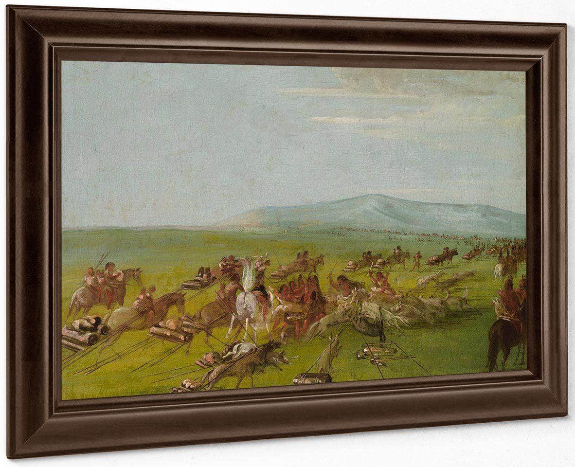 Comanche Moving Camp, Dog Fight Enroute By George Catlin Fine Art Print
