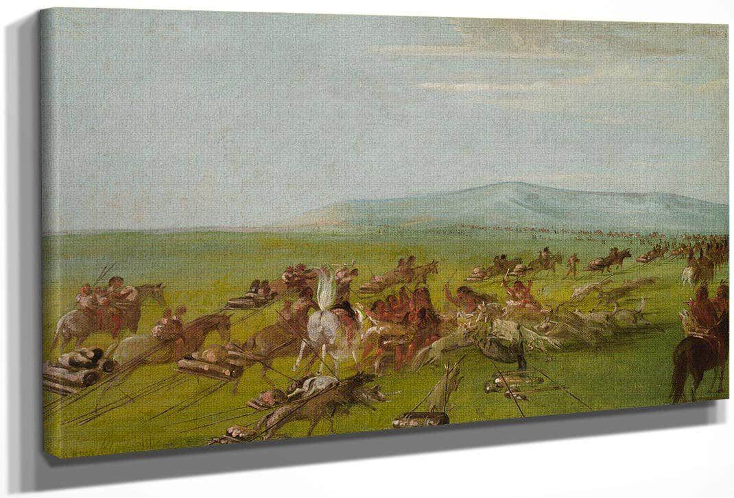 Comanche Moving Camp, Dog Fight Enroute By George Catlin Fine Art Print