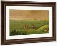 Comanche War Party, Chief Discovering The Enemy And Urging His Men At Sunrise By George Catlin Fine Art Print