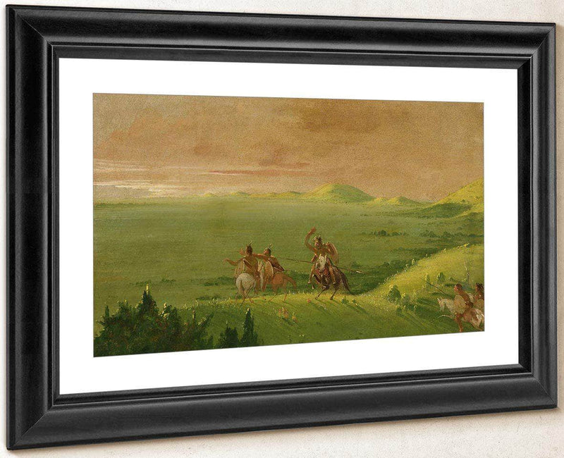 Comanche War Party, Chief Discovering The Enemy And Urging His Men At Sunrise By George Catlin Fine Art Print