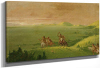 Comanche War Party, Chief Discovering The Enemy And Urging His Men At Sunrise By George Catlin Fine Art Print