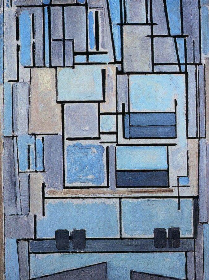 Composition No 9 Blue Facade 1913 1914 Oil On Canvas 952X675Mm Private Collection By Piet Mondrian Fine Art Print
