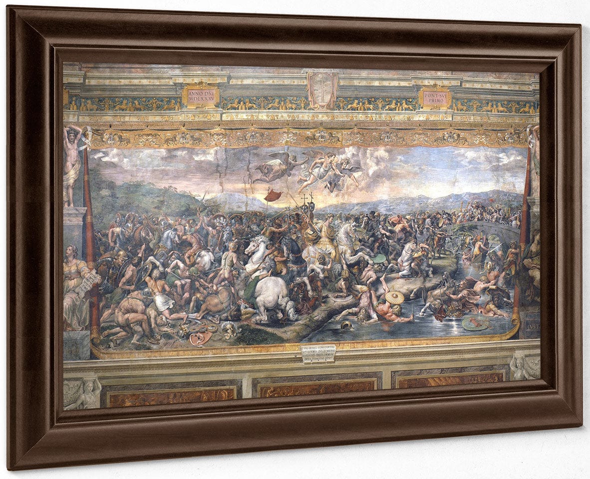 Constantine's Battle At The Milvian Bridge By Raphael Fine Art Print